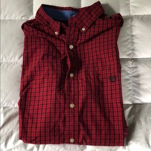 Chaps Long Sleeve Button Down (Red/Black Checker)